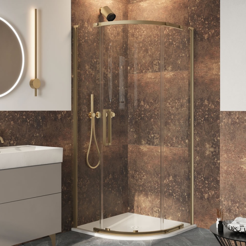 Lifestyle image of Crosswater Asura 8 Brushed Brass 900mm Shower Quadrant